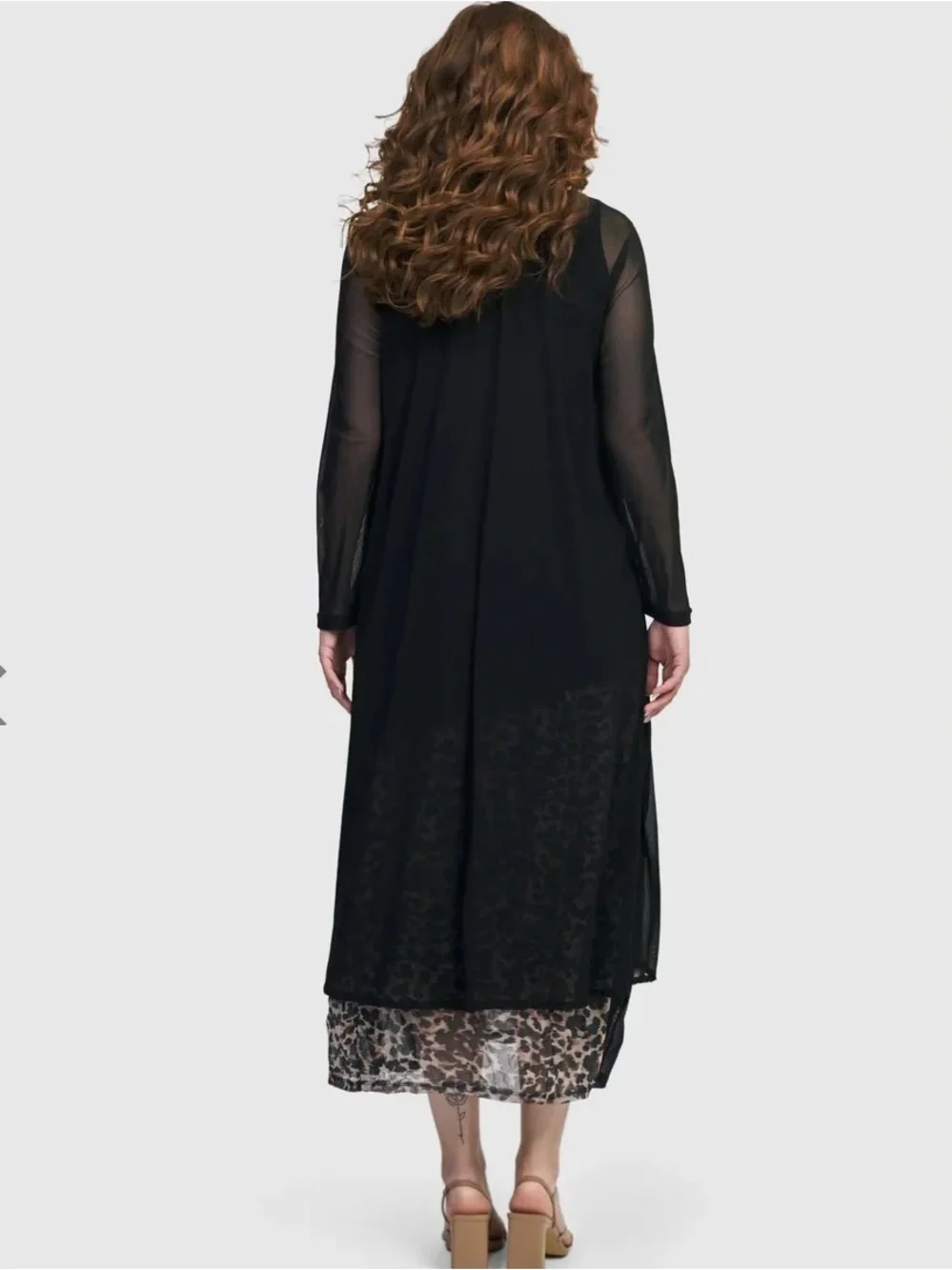 NWT Alembika Wildcat Black Leopard Sheer Crinkle Stretch Mesh Tunic Top Size Med - Picture 6 of 10